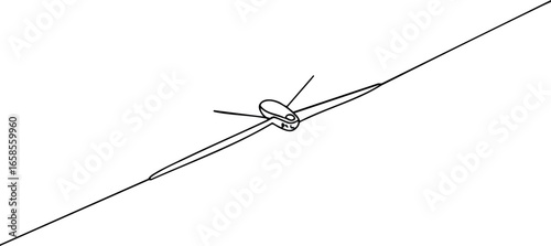 Glider Aircraft Soaring with Long Wingspan in Clear Sky Vector Illustration 