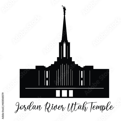 Jordan River Utah Temple svg, Religious Silhouette, Church Vector illustration  