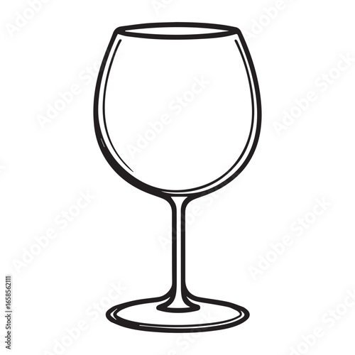 Vector art of an empty wine glass isolated on a, perfect for depicting celebrations, dining, or the art of wine appreciation