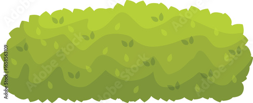 Lush green bush growing in a wavy shape, adorned with small leaves, adding a touch of nature to any scene