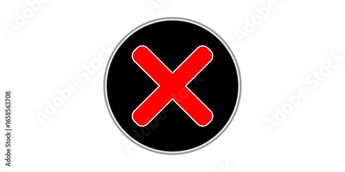 Red Cross Error Icon in Black Circle