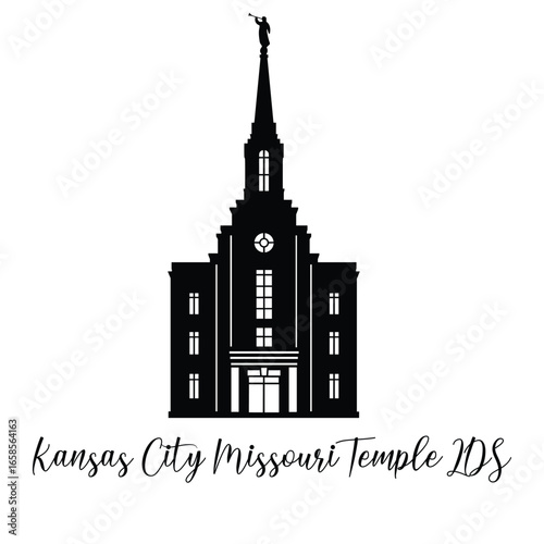 Kansas City Missouri LDS Temple SVG, Religious Silhouette, Church Vector illustration