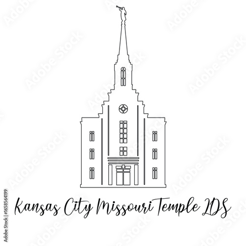 Kansas City Missouri LDS Temple Sketch, Temple Clipart, Church drawing 
