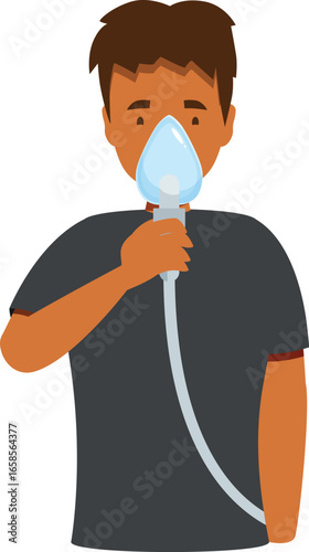 Patient using a nebulizer mask for asthma treatment, respiratory illness and lung disease