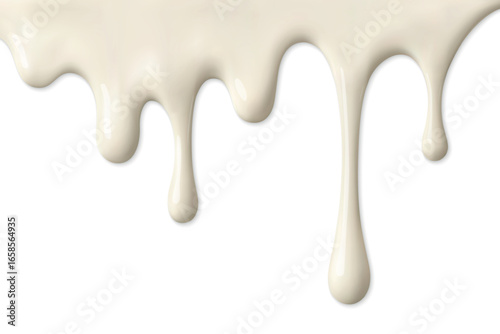 Flowing white milk drip with long soft streams