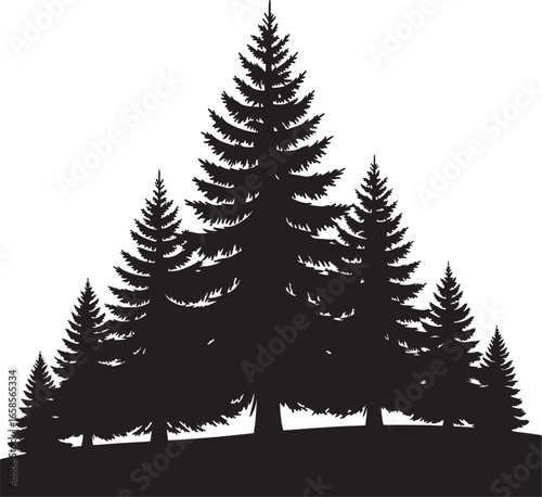Vector illustration of a winter forest with fir and pine trees, perfect for a holiday nature landscape