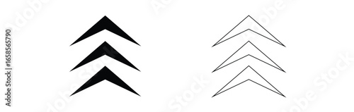 swipe up arrows icons. Different black arrows sign upwards. Scroll or swipe up. Graphic vector