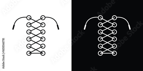 Shoe Laces Pattern in Line Art with White and Black Backgrounds