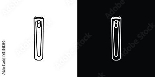 Nail Clipper Icon Isolated on White and Black Backgrounds