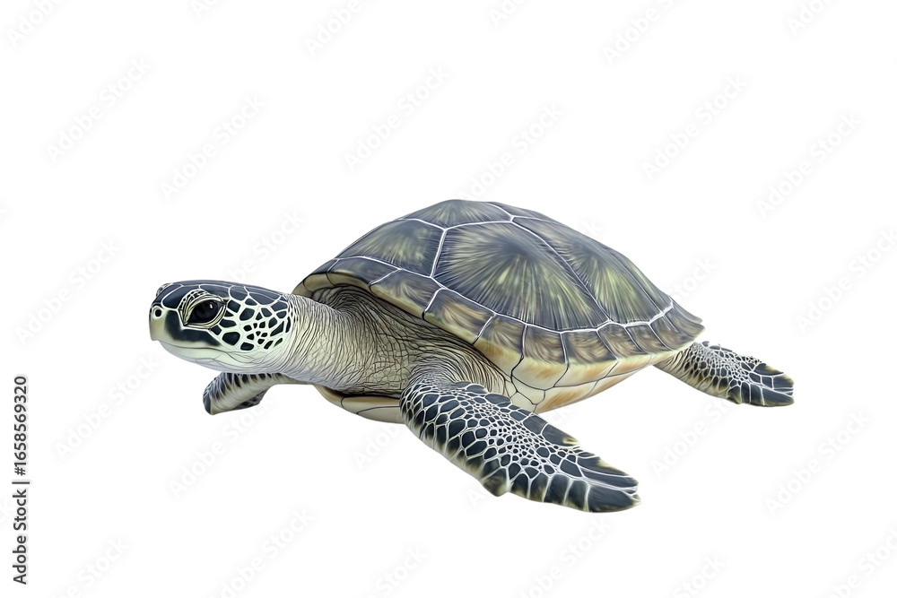 Obraz premium Realistic sea turtle isolated on transparent background