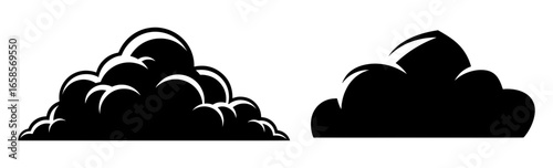 Vector art of two black cumulus clouds isolated on a