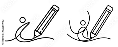 Vector art of person drawing with a pencil, representing creativity, art, and the process of creation