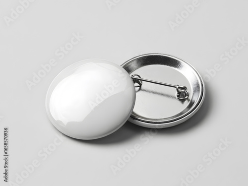 Blank round button badge mockup front and back isolated on clean background for branding and design.