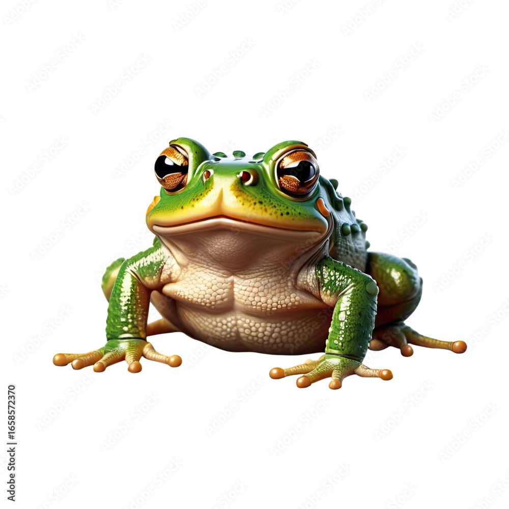 Obraz premium Colorful frog resting on a surface, showcasing intricate details of its skin and vibrant colors in a naturalistic pose
