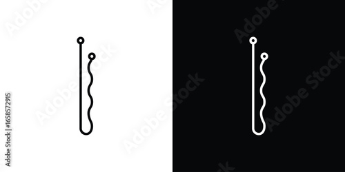 Hairpins in Line Art Style Isolated on White and Black Backgrounds
