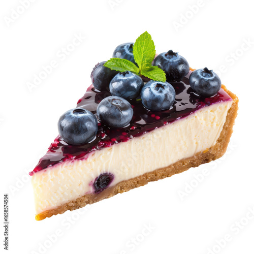Delicious blueberry cheesecake with fresh mint, dessert, sweet treat