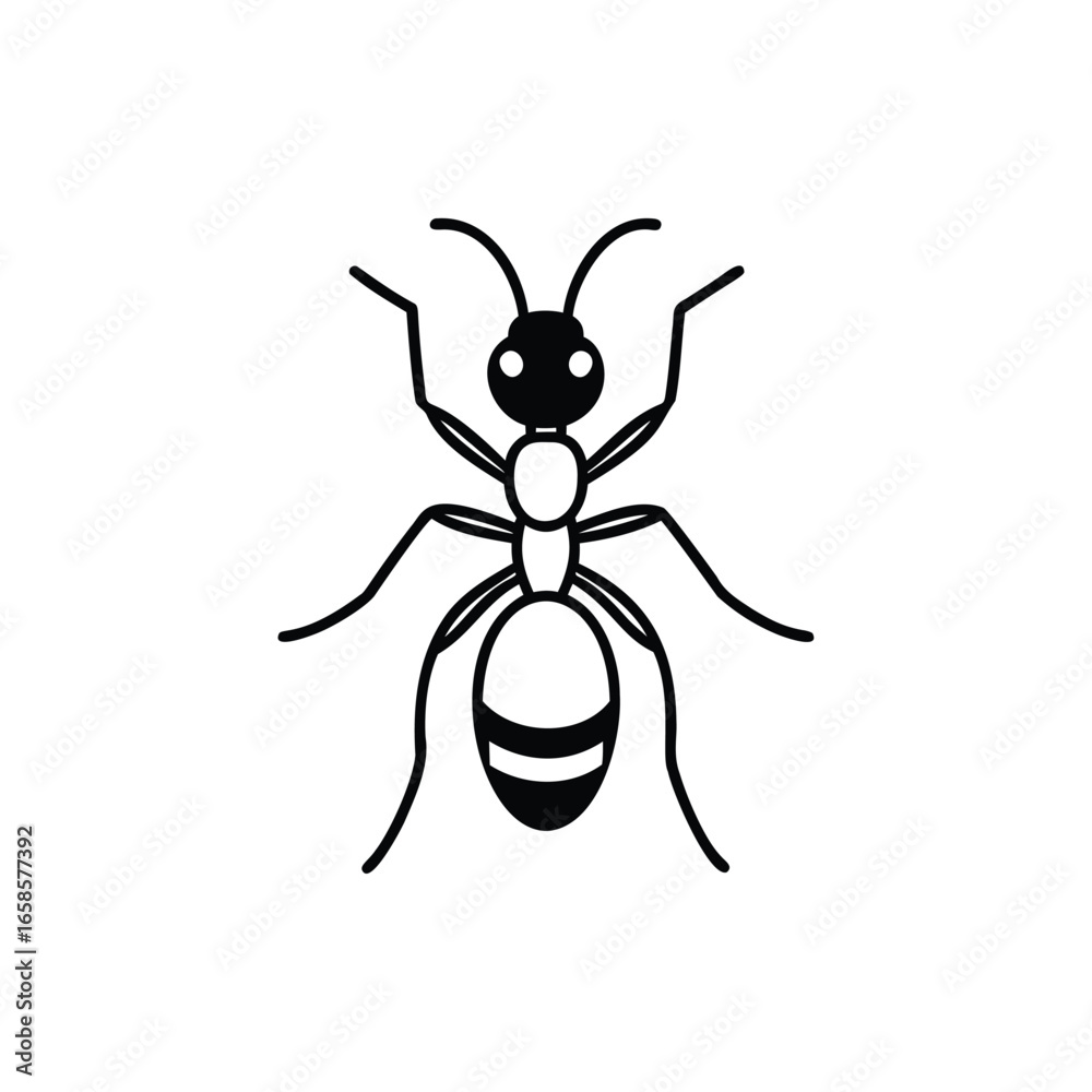 Fototapeta premium Simple line art illustration of an ant with clear design elements silhouette vector 