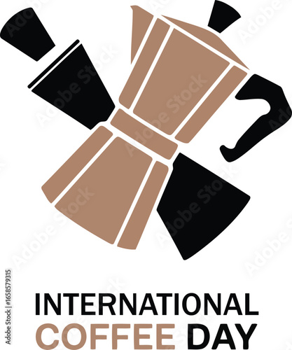 Vector illustration of international coffee day celebration with a moka pot illustration