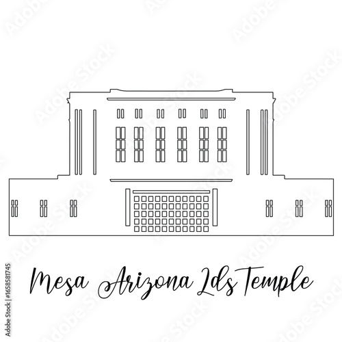 Mesa Arizona LDS Temple Sketch, Pencil Drawing, Church printable