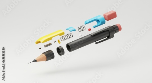 Pen disassembled 3D