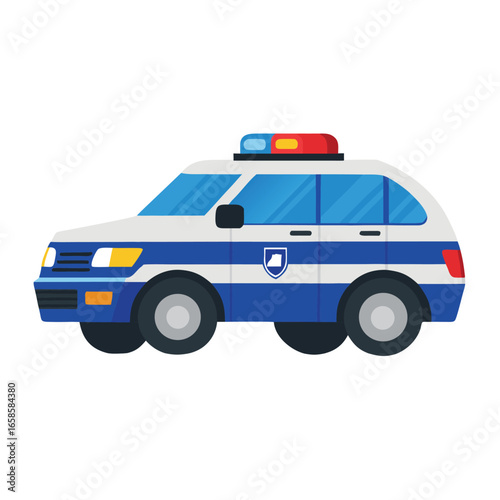 Police car isolated on white background emergency vehicle illustration