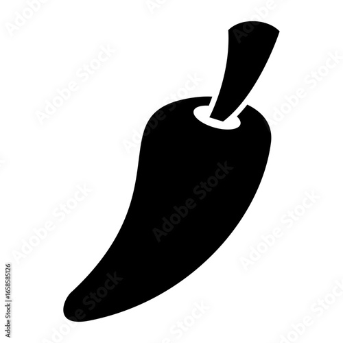 Black chili pepper icon isolated on white background simple design element
