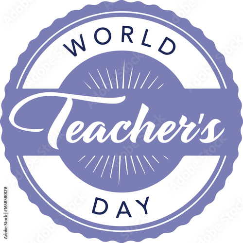 World teachers day celebration emblem with vintage style