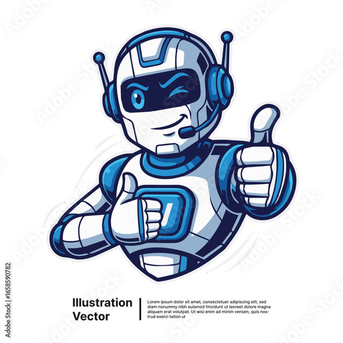Friendly Robot Giving Thumbs Up AI Chatbot Illustration