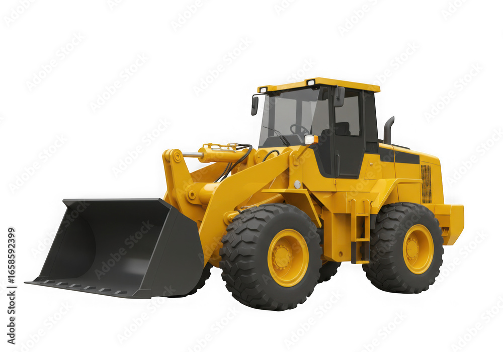 Fototapeta premium Ai generated image of yellow wheel loader isolated on transparent background
