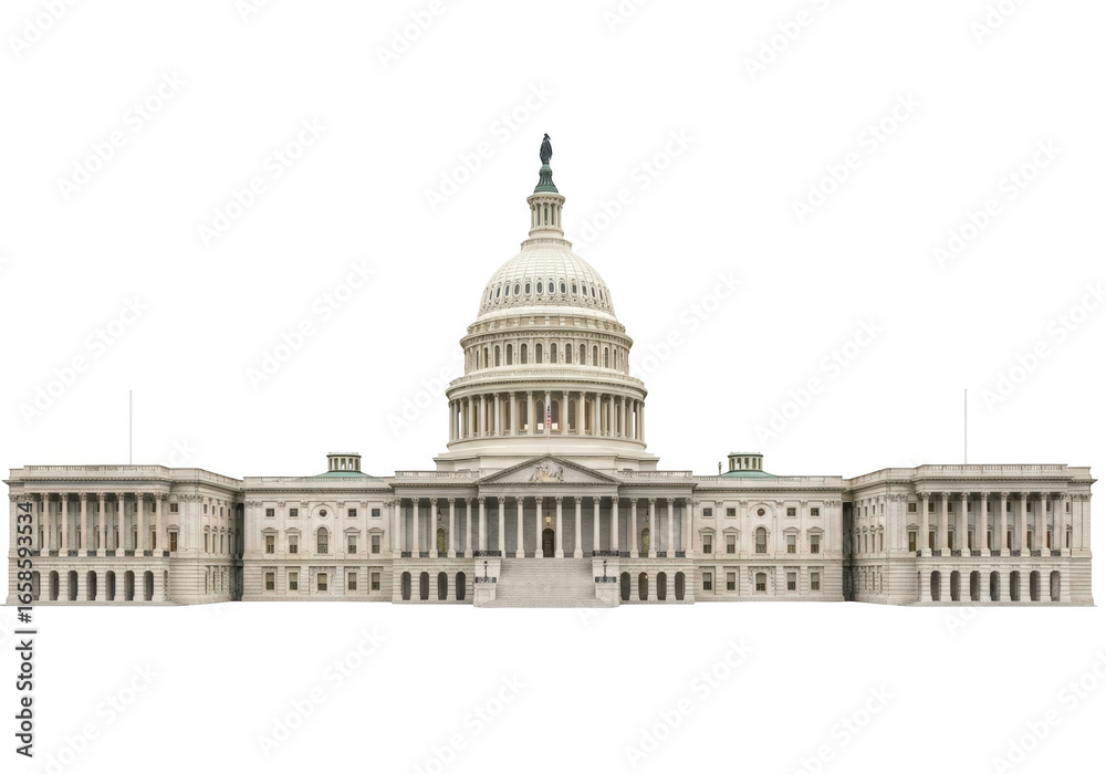 Obraz premium Iconic united states capitol building illuminated at night a symbol of american government transparent background