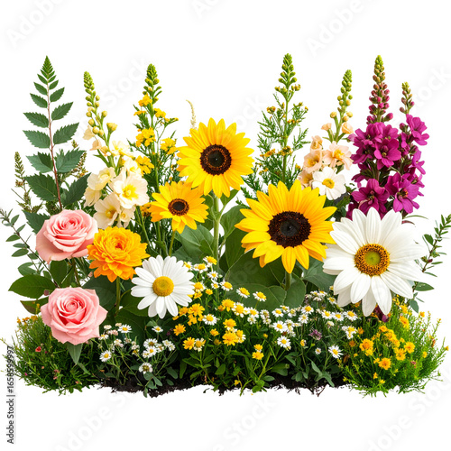  Various types of flowers grass bushes shrub and small plants isolated Transparent background png 