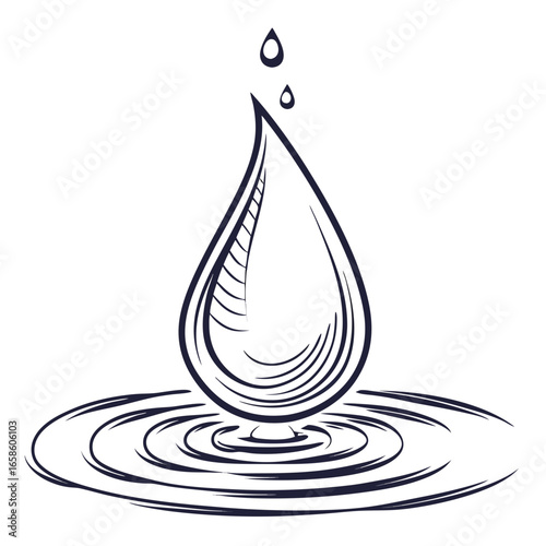 A single water drop creating ripples on the surface