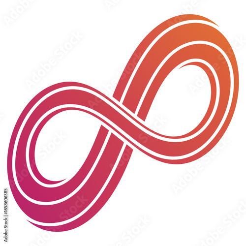 Infinity symbol with a vibrant gradient from orange to pink