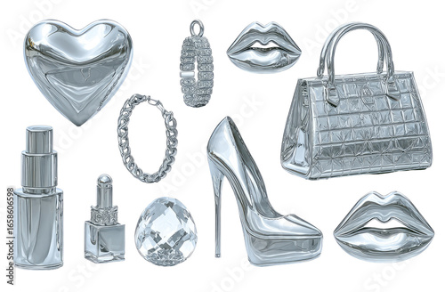 Polished silver accessories and fashion items