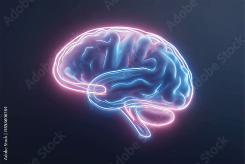 Digital Brain Illustration with Neon Outlines Representing Intelligence Innovation and Technological Advancement in Artificial Intelligence