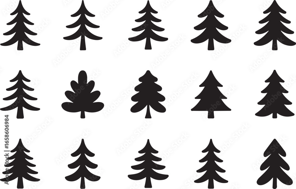 Obraz premium chritmas tree silhouettes