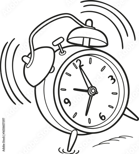 Outline Alarm Clock Vector Illustration Time Management Icon for Productivity, Reminder, Deadline, Schedule and Business Design
