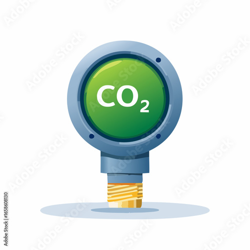 Carbon Dioxide Detector Gauge with Green Display and Industrial Connector