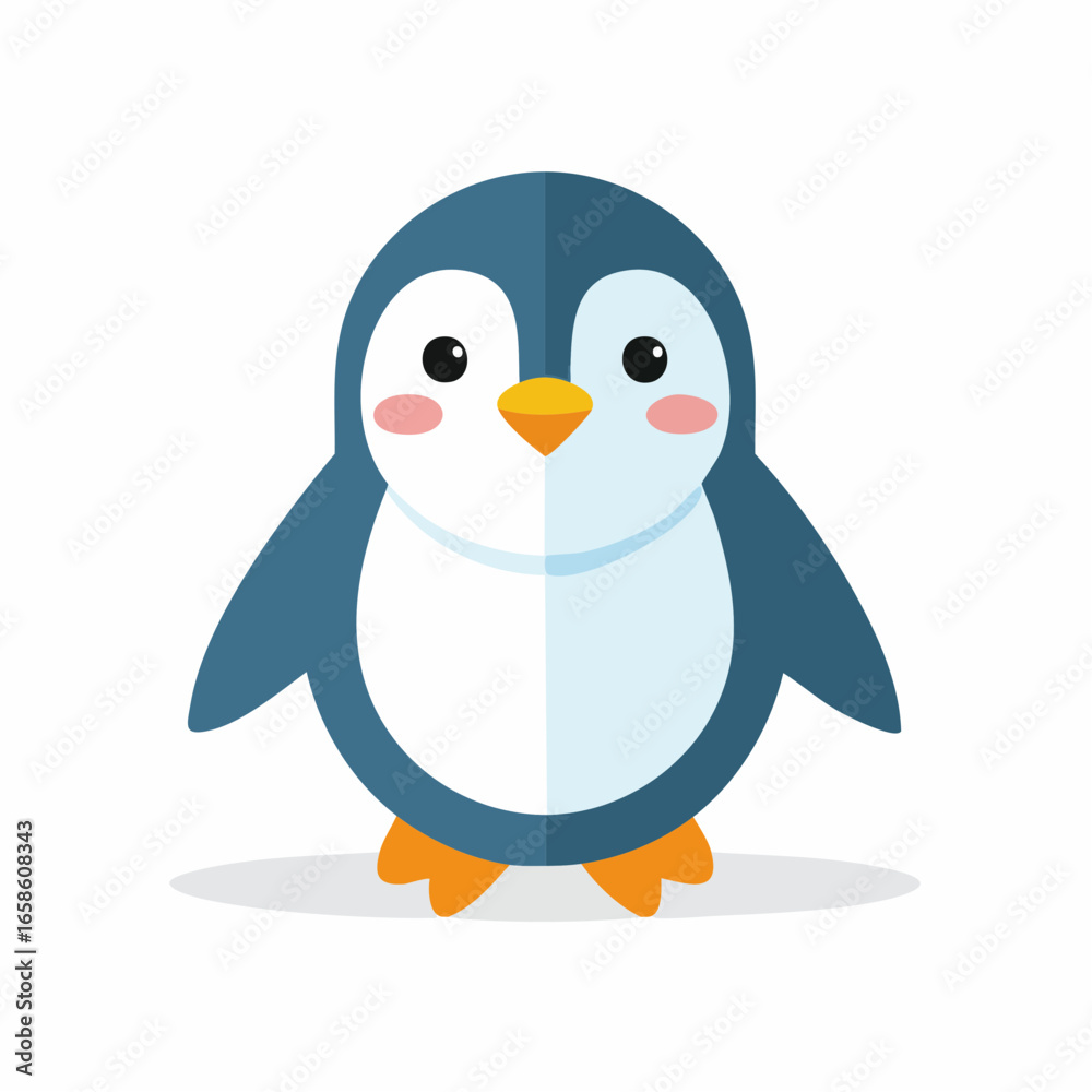 Obraz premium Cartoon penguin illustration with cute facial expression in front view