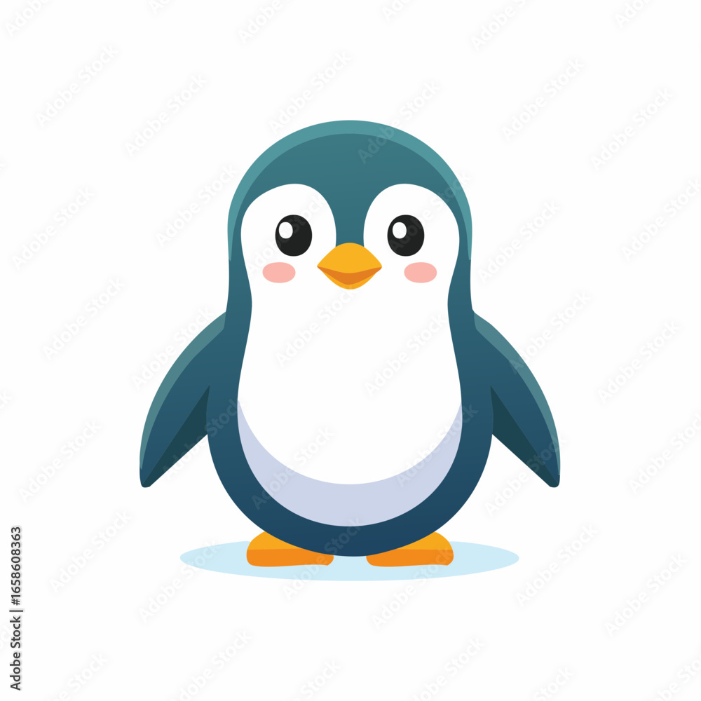 Obraz premium Cute Cartoon Penguin Illustration Isolated on White Background for Creative Projects