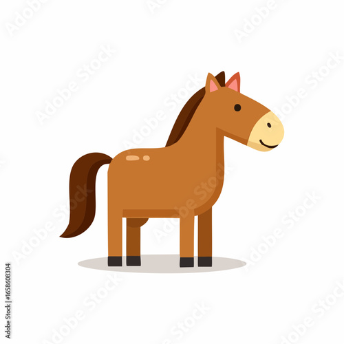 Cartoon Horse Illustration of a Brown Animal