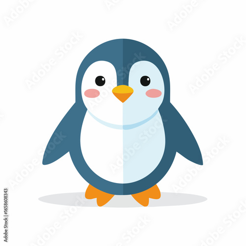 Cartoon penguin illustration with cute facial expression in front view
