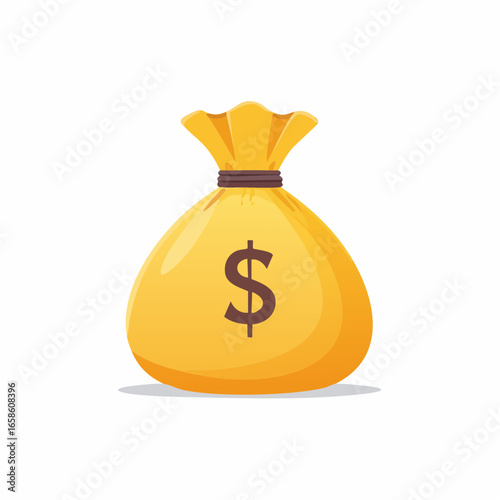 Yellow money bag with dollar sign symbolizing wealth, savings, and financial success