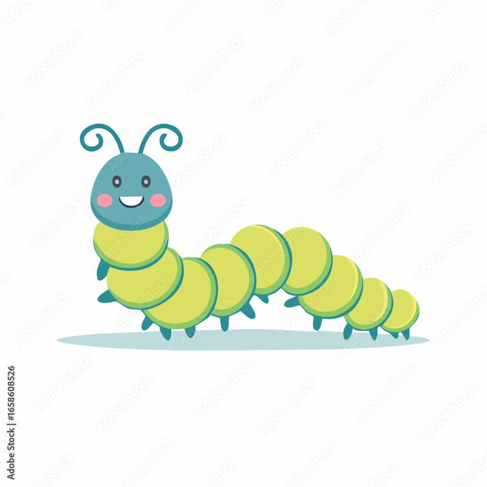 Obraz premium Smiling caterpillar cartoon illustration
