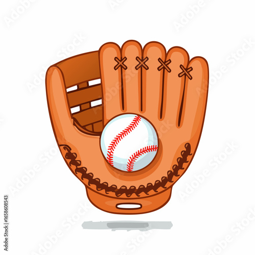Vibrant Cartoon Baseball Glove and Ball Illustration for Sports Theme