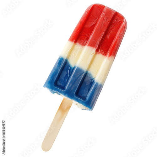 Patriotic popsicle with red, white, and blue stripes
