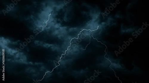 Abstract glowing electric blue storm clouds with lightning flashes dynamic energy background motion animation video in 4k