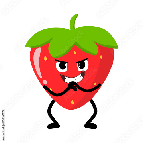 Cute Hand Drawn Mischievous Strawberry Expression