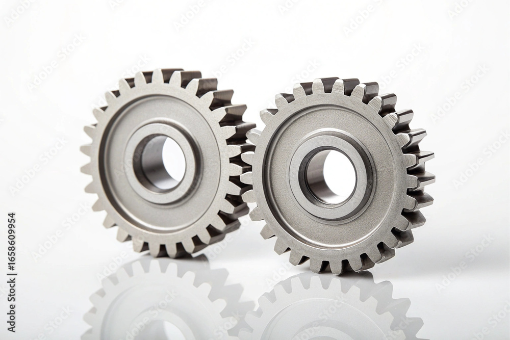 Two Interlocked Metal Gears isolated on a transparent background Two Interlocked Metal Gears isolated on a transparent background