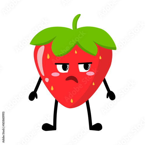 Cute Hand Drawn Bored Strawberry Don't Know What To Do